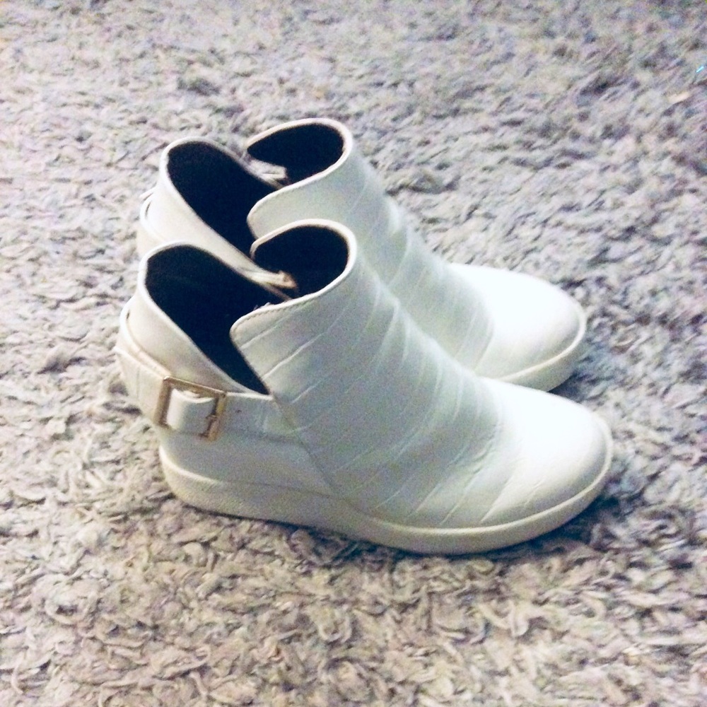 White Wedge Sneaker Boots